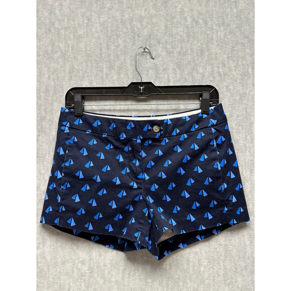 J. Crew Shorts Navy Blue Sailboat Print‎ Stretch Cotton Chino Size 2